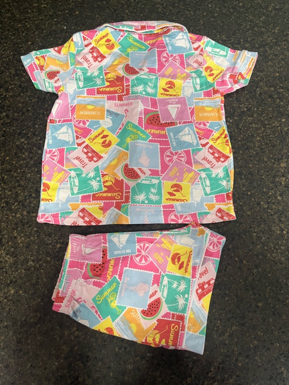 Happy Threads SET Pink Summer Fun Short Sleeve & Shorts Pajamas Little Girls - Picture 3 of 8